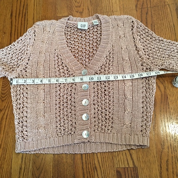 Vintage Gap Open Knit Button-Up Short Sleeve Sweater - Picture 5 of 6